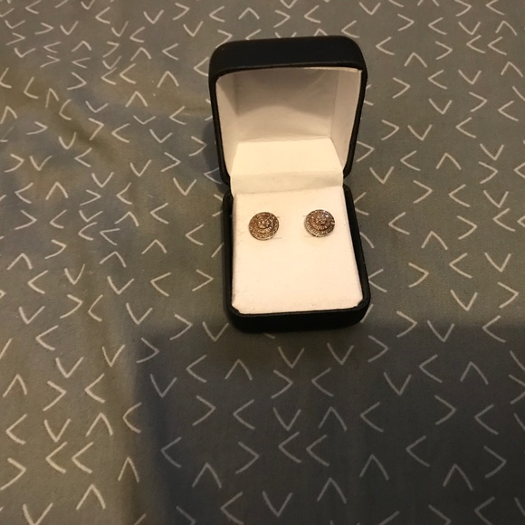 1/2ctw Pavé champagne, Diamond Sterling Silver Round Stud...